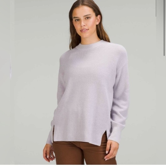 lululemon athletica Sweaters - Lululemon Merino Wool-Blend Ribbed Crewneck Sweater Sz 12 NEW Lavender